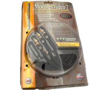 Monster Video 2 Component Video Cable 2m 6.6ft HDTV Gold RCA New Sealed MV2cv